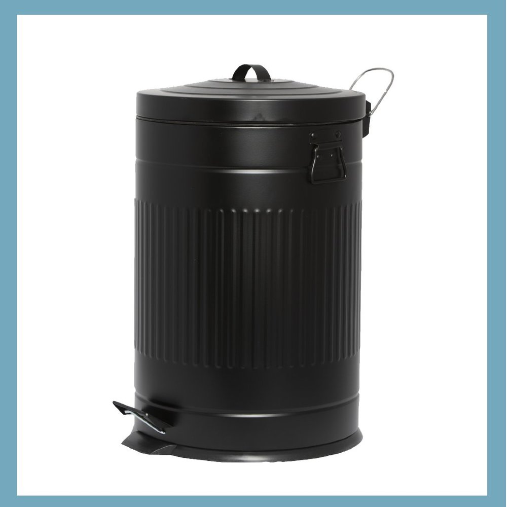 Black Galvanized Iron Trash Can (5 Liters/1.3 gal)